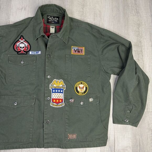 Vtg 90s Walls Western Wear Fleece Lined Jacket Cotton Coat Mens 3XL Navy Vet - Picture 3 of 12